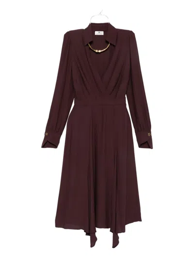 ELISABETTA FRANCHI WRAP-DESIGN FLARED DRESS