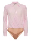 Elisabetta Franchi Camicia Body In Georgette Con Gemelli