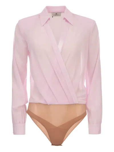 Elisabetta Franchi Camicia Body In Georgette Con Gemelli