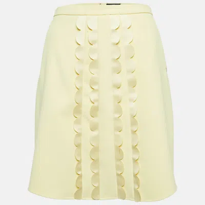 Pre-owned Elisabetta Franchi Yellow Crepe Scallop Detail Mini Skirt M