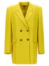 Elisabetta Franchi Logo Button Double-breasted Blazer In Yellow