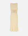 Elisabetta Franchi Abito Midi Giallo Chiaro In Stile Corsetto In Vita