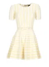 Elisabetta Franchi Mini Dress In Yellow With Belted Waist In Yellow