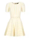 Elisabetta Franchi Mini Dress In Yellow With Belted Waist