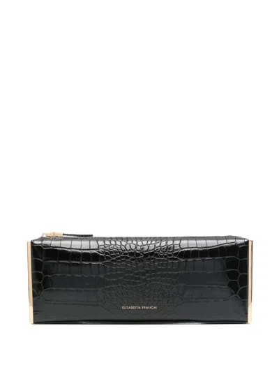 Elisabetta Franchi Zip Clutch Bag In Black