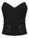 Elisabetta Franchi Zip Crepe Top In Black