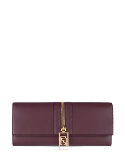 Elisabetta Franchi Zip-detail Clutch Bag In Red