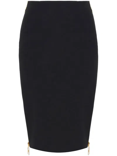 Elisabetta Franchi Knee-length Black Skirt With Gold Zipper Accents