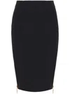 Elisabetta Franchi Knee-length Black Skirt With Gold Zipper Accents In Black