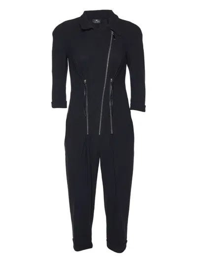 Pre-owned Elisabetta Franchi Zip-detail Jumpsuit In Black
