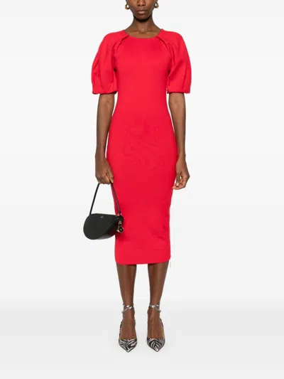 Elisabetta Franchi Zip-detail Midi Dress In Red