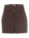 Elisabetta Franchi Double Crepe Skirt With Zip In Burgundy In Brown