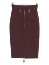 Elisabetta Franchi Zip-detail Pencil Midi Skirt In Brown