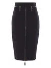 Elisabetta Franchi Lightweight Crepe Skirt With Black Zip In Black