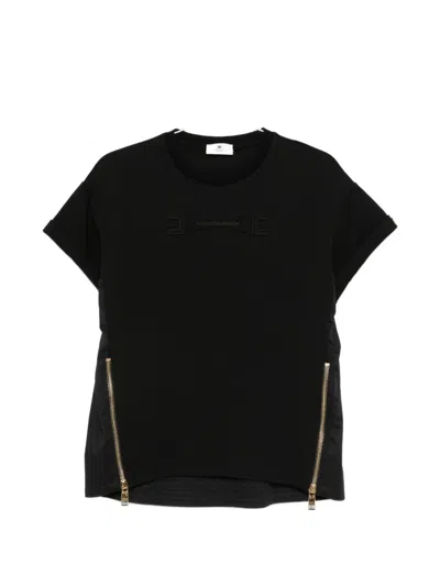 Elisabetta Franchi Black Cotton Sweater In Multi