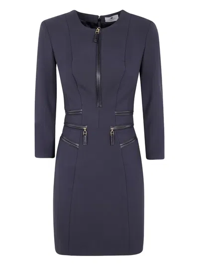 ELISABETTA FRANCHI ZIP-DETAIL THREE-QUARTER SLEEVE DRESS
