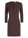 Elisabetta Franchi Merlot Midi Dress With Zipper Detailing In Brown