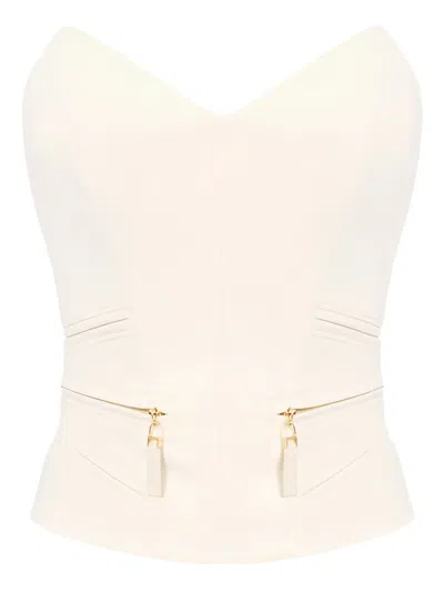 Elisabetta Franchi Zip-detail Top In Neutral