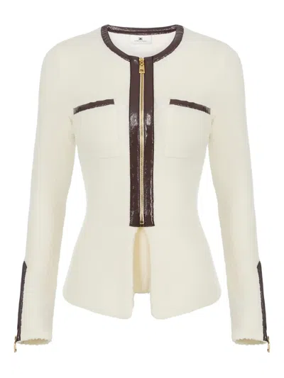 Elisabetta Franchi Zip-fastening Cardigan In Neutral