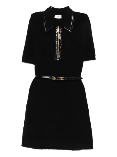 Elisabetta Franchi Zip-front Belted Dress In Black