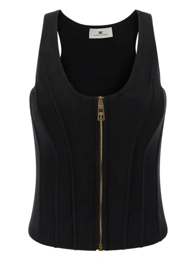 ELISABETTA FRANCHI ZIP-FRONT BUSTIER TOP