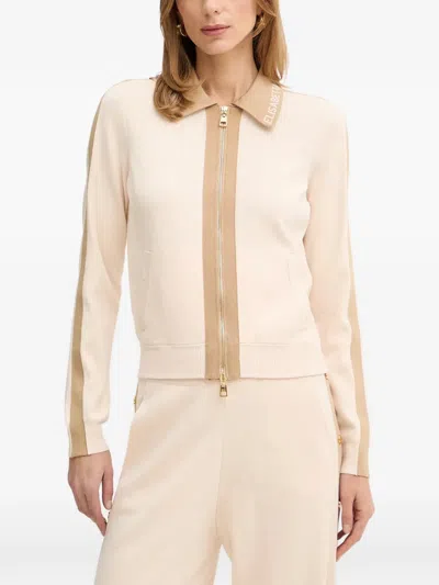 Elisabetta Franchi Zip-front Cardigan In Neutral