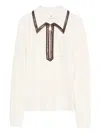 Elisabetta Franchi Zip-front Collar Sweater In White