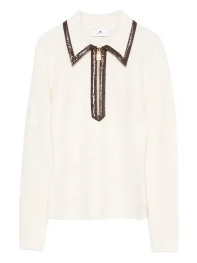 Elisabetta Franchi Zip-front Collar Sweater In White