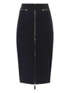 Elisabetta Franchi Zip-front Crepe Midi Skirt In Black