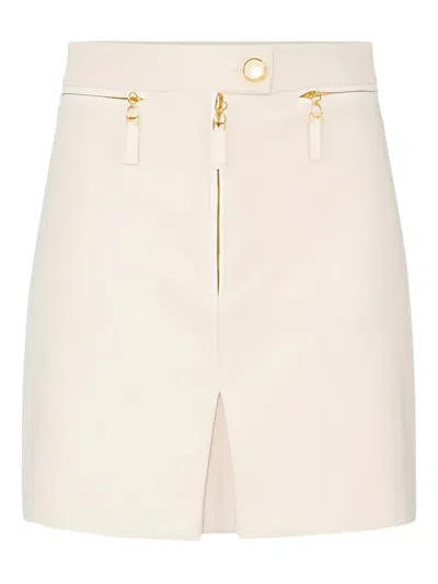 Elisabetta Franchi Zip Mini Skirt In Neutral