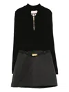 Elisabetta Franchi Zip-neck Belted Mini Dress In Black