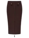 Elisabetta Franchi High-waisted Midi Skirt Zip Detailing In Brown