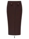 Elisabetta Franchi High-waisted Midi Skirt Zip Detailing In Burgundy