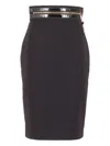 Elisabetta Franchi Zip-trimmed Pencil Midi Skirt In Black