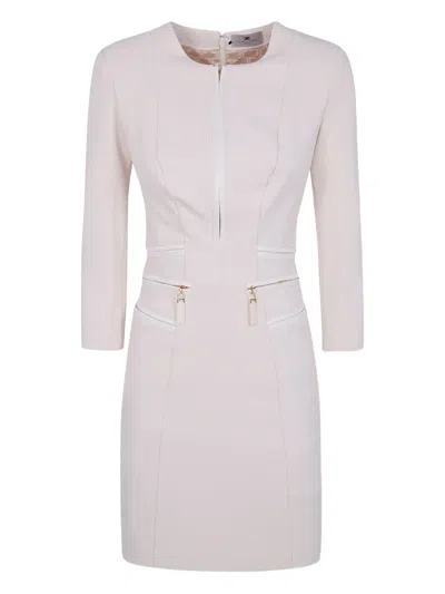 ELISABETTA FRANCHI ZIP-TRIMMED POCKET MIDI DRESS