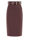 Elisabetta Franchi Merlot Midi Skirt With Front Zip In Brown