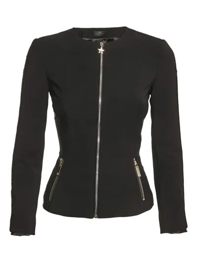 Pre-owned Elisabetta Franchi Zip-up Bomber Jacket In Black