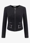 Elisabetta Franchi Fitted Crepe Jacket With Structured Seams In Black