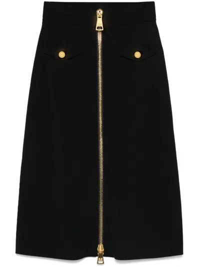 Elisabetta Franchi Zip-up Midi Skirt In 110 Nero
