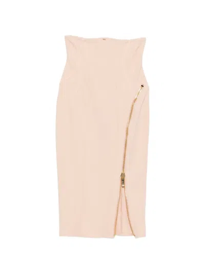 Elisabetta Franchi Zip-detail Pencil Skirt In Neutral