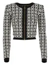 Elisabetta Franchi Viscose Jacquard Mini Cardigan In Black