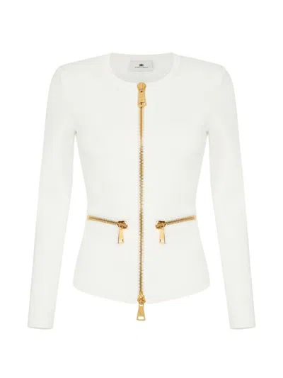 Elisabetta Franchi Zipped Cardigan In White