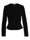 Elisabetta Franchi Fitted Crepe Jacket With Structured Seams In Black