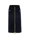 Elisabetta Franchi Gonna Midi In Viscosa Con Zip In Black
