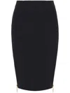 Elisabetta Franchi Fitted Knee-length Skirt With Gold-tone Clasp In Black