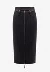 Elisabetta Franchi Lightweight Crepe Skirt With Black Zip In Black