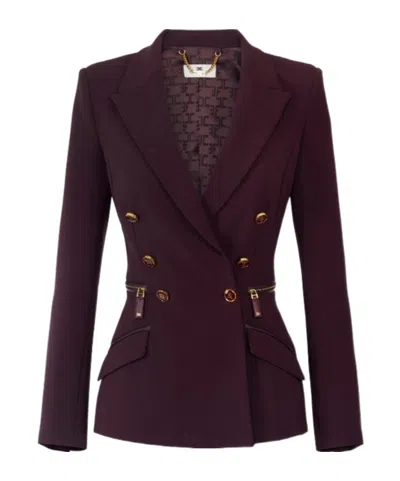 Elisabetta Franchi Zipper Jacket In Burgundy