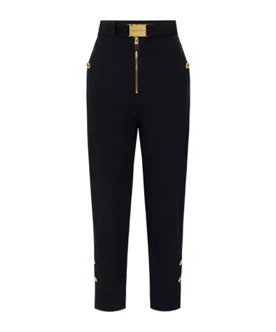 ELISABETTA FRANCHI ELISABETTA FRANCHI TECHNICAL VOILE BELTED TROUSERS