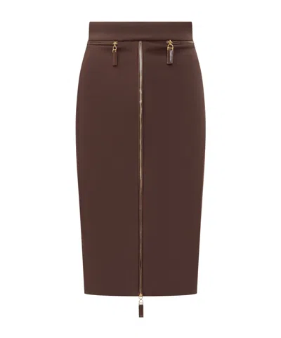 Elisabetta Franchi Zippered Skirt In Red