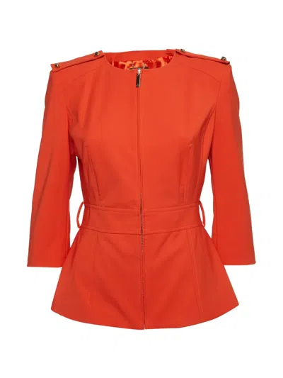 Pre-owned Elisabetta Franchi Zip-up Cropped Jacket In Orange